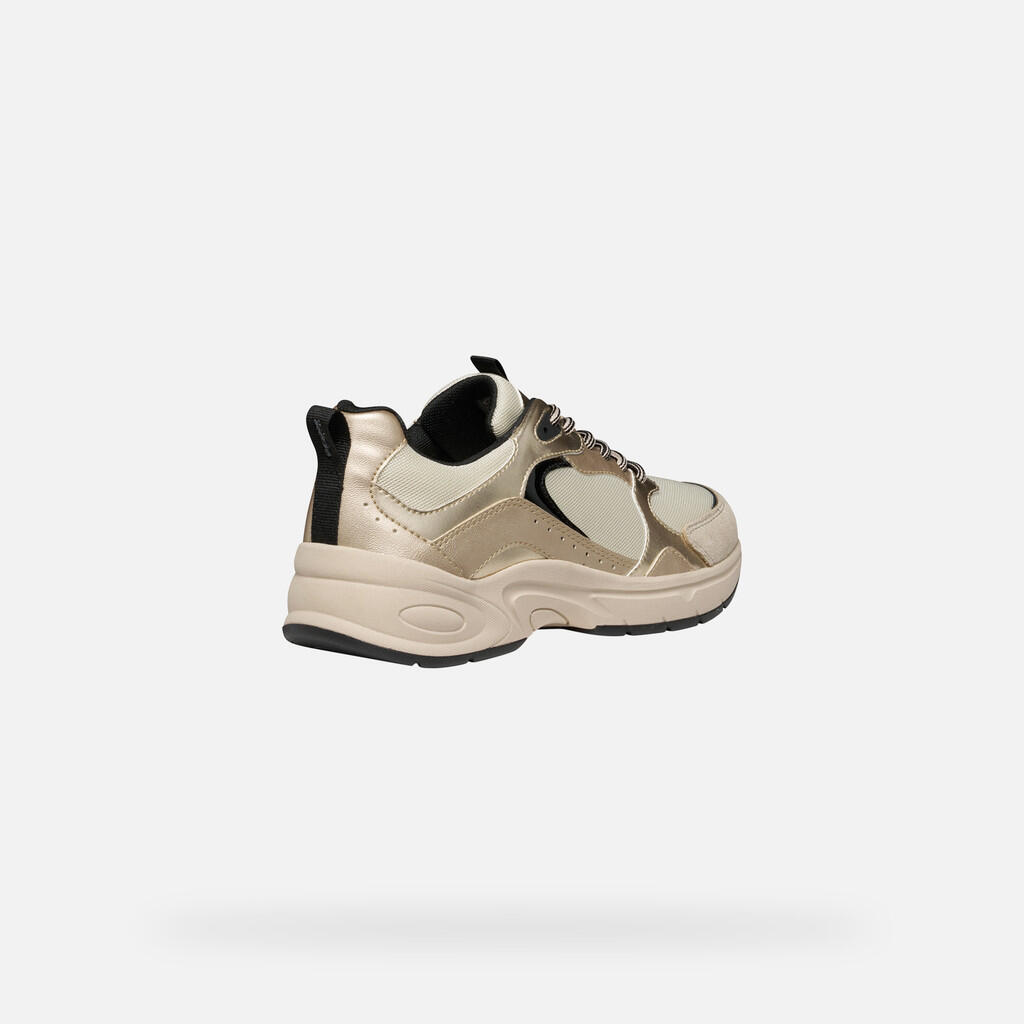 Baskets Femme D ZARVIA Blanc Cassé/Or Clair 7/7