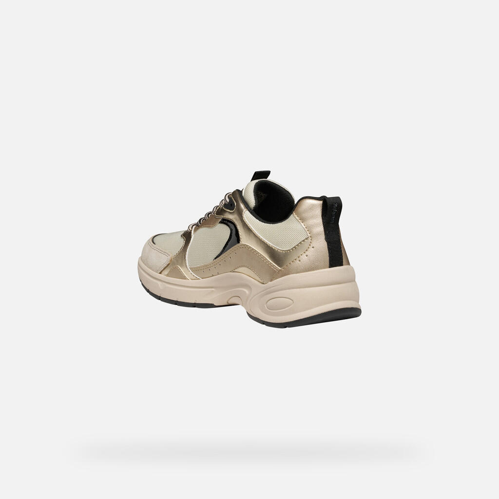 Baskets Femme D ZARVIA Blanc Cassé/Or Clair 6/7
