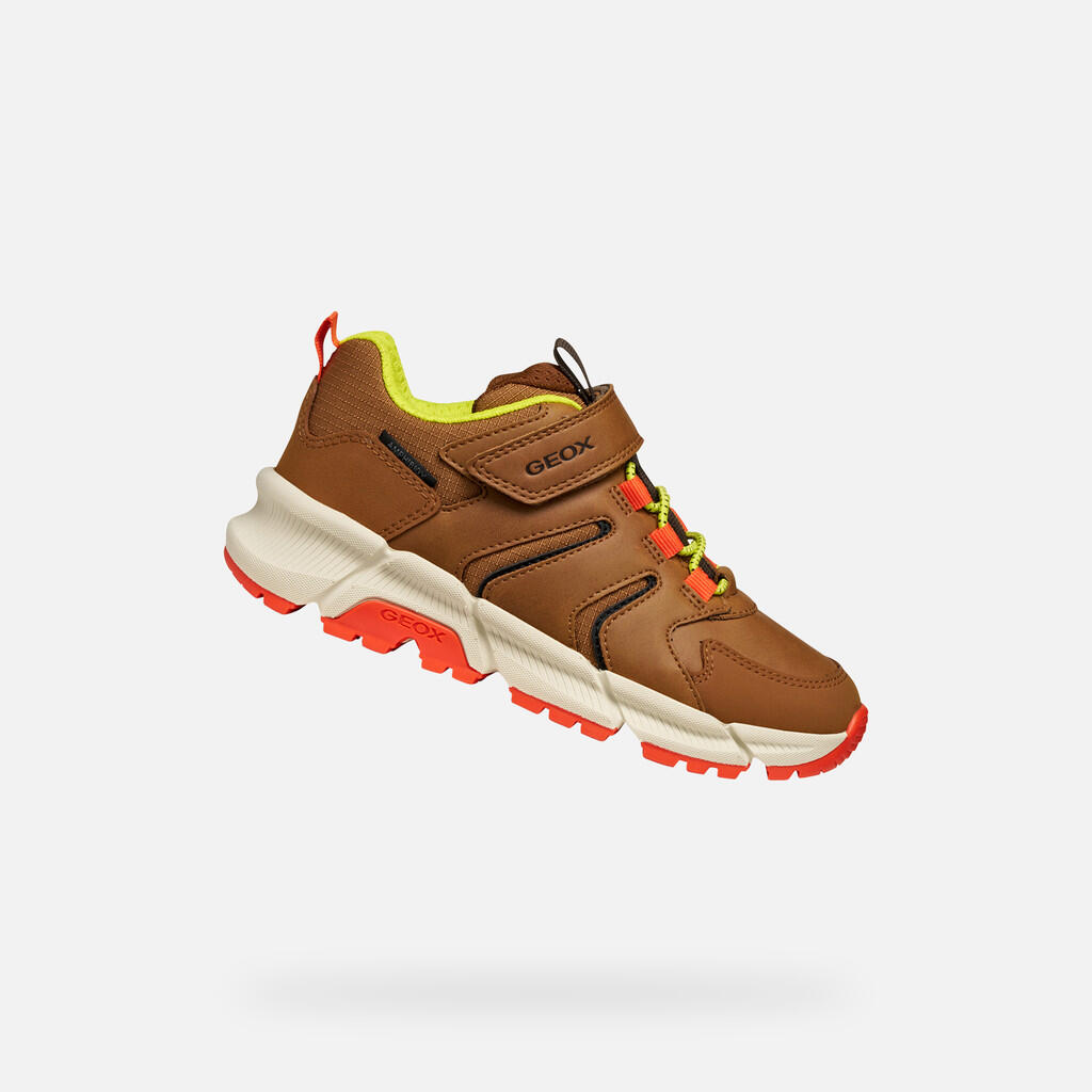 Geox - Baskets Garçon Flexyper Plus Abx Boy Marron/orange - Chaussures De Sport - Marron|orange - Decathlon
