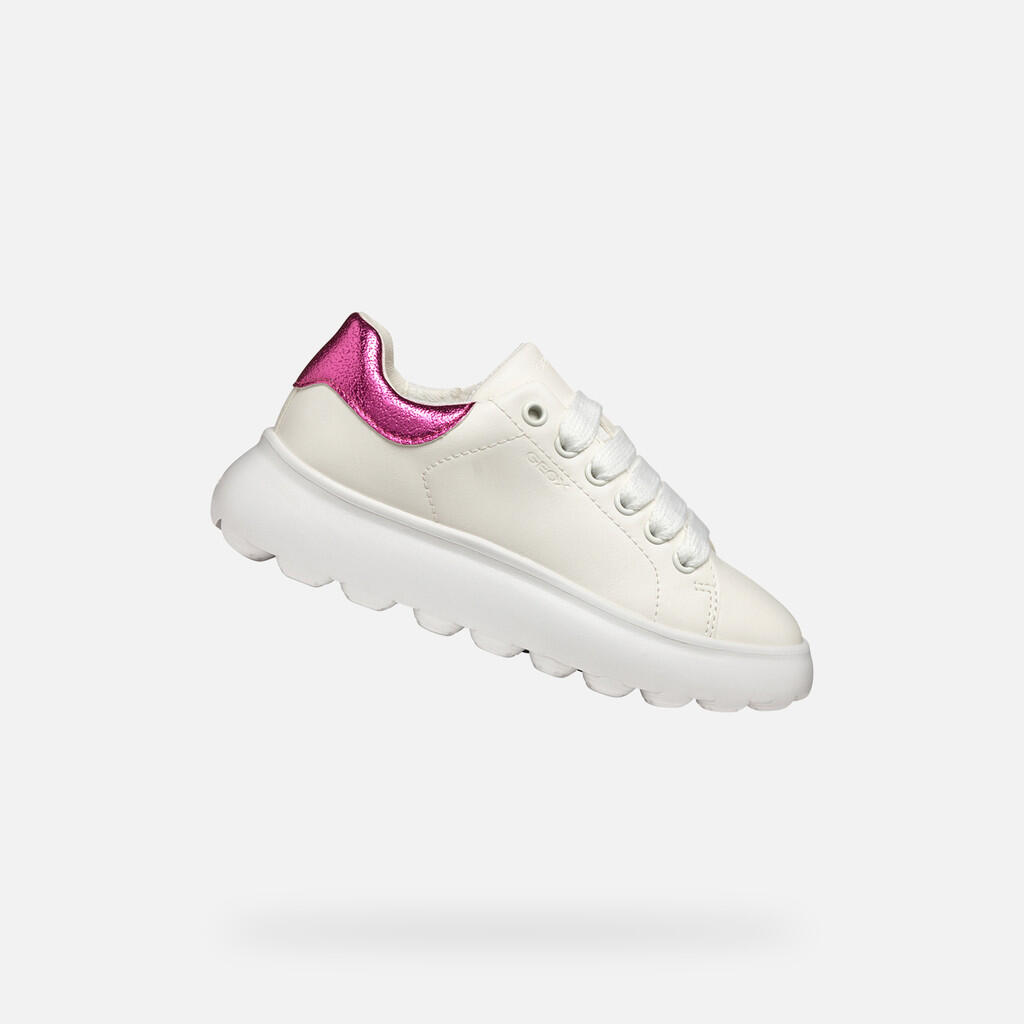 Geox - Baskets Fille J Puffypop Girl Blanc/fuchsia - Chaussures De Sport - Blanc|rose - Decathlon