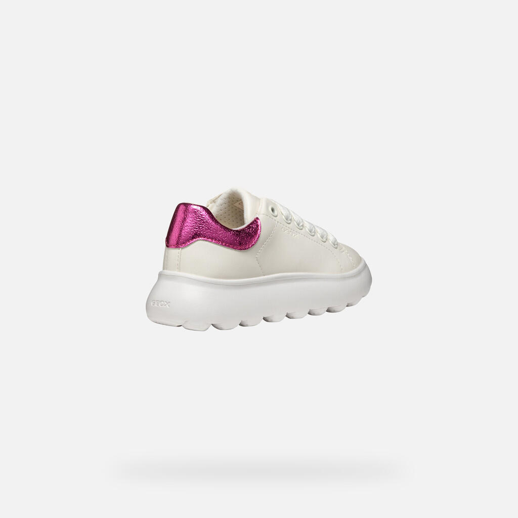 Baskets Fille J PUFFYPOP GIRL Blanc/Fuchsia 6/7