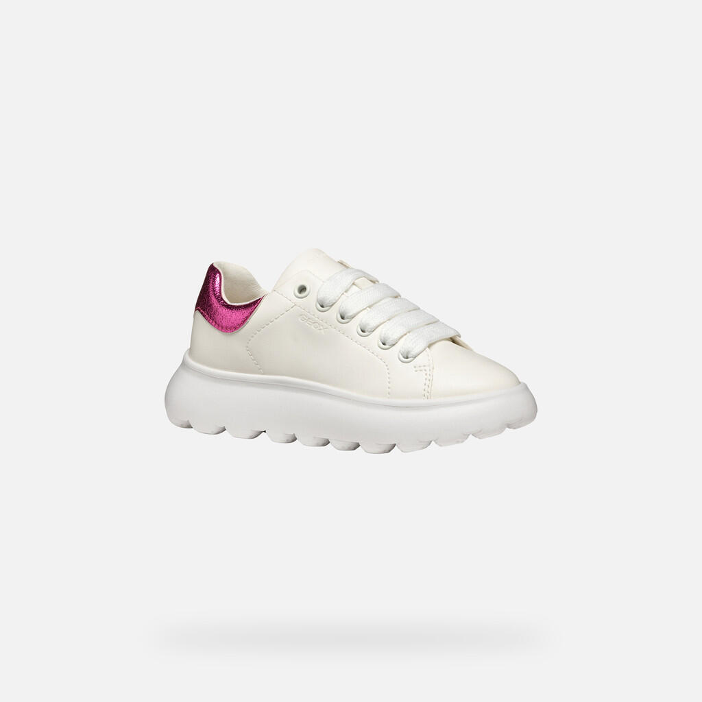 Baskets Fille J PUFFYPOP GIRL Blanc/Fuchsia 4/7