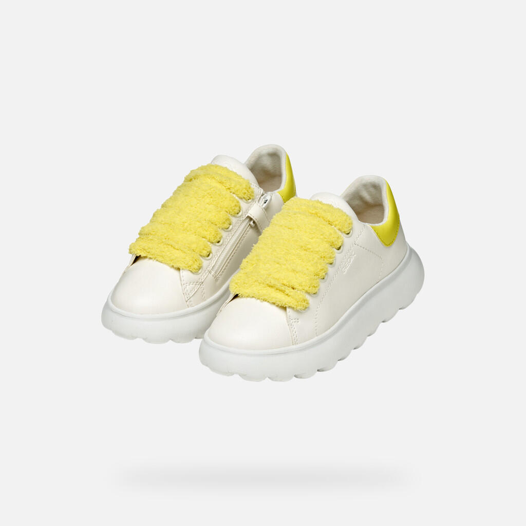 Baskets Fille J PUFFYPOP GIRL Blanc/Jaune Fluo 3/7