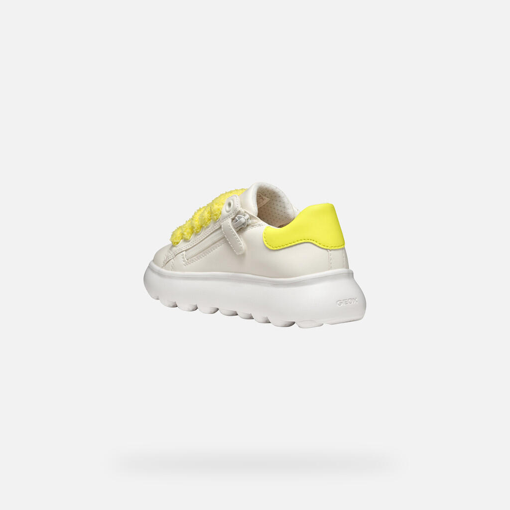 Baskets Fille J PUFFYPOP GIRL Blanc/Jaune Fluo 5/7