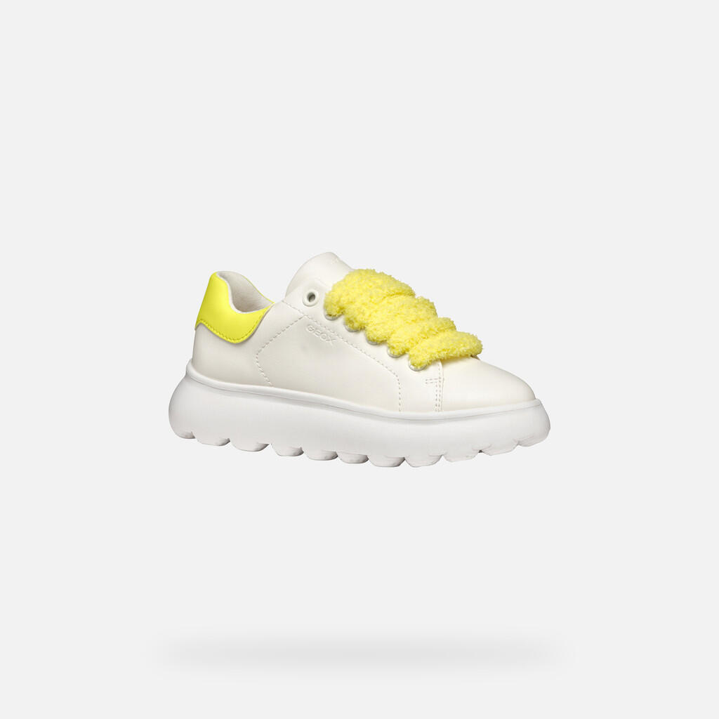 Baskets Fille J PUFFYPOP GIRL Blanc/Jaune Fluo 4/7