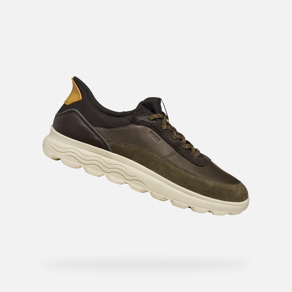 Geox - Baskets Homme U Spherica Plus Vert Militaire/marron Foncé - Chaussures De Sport - Marron|vert - Decathlon