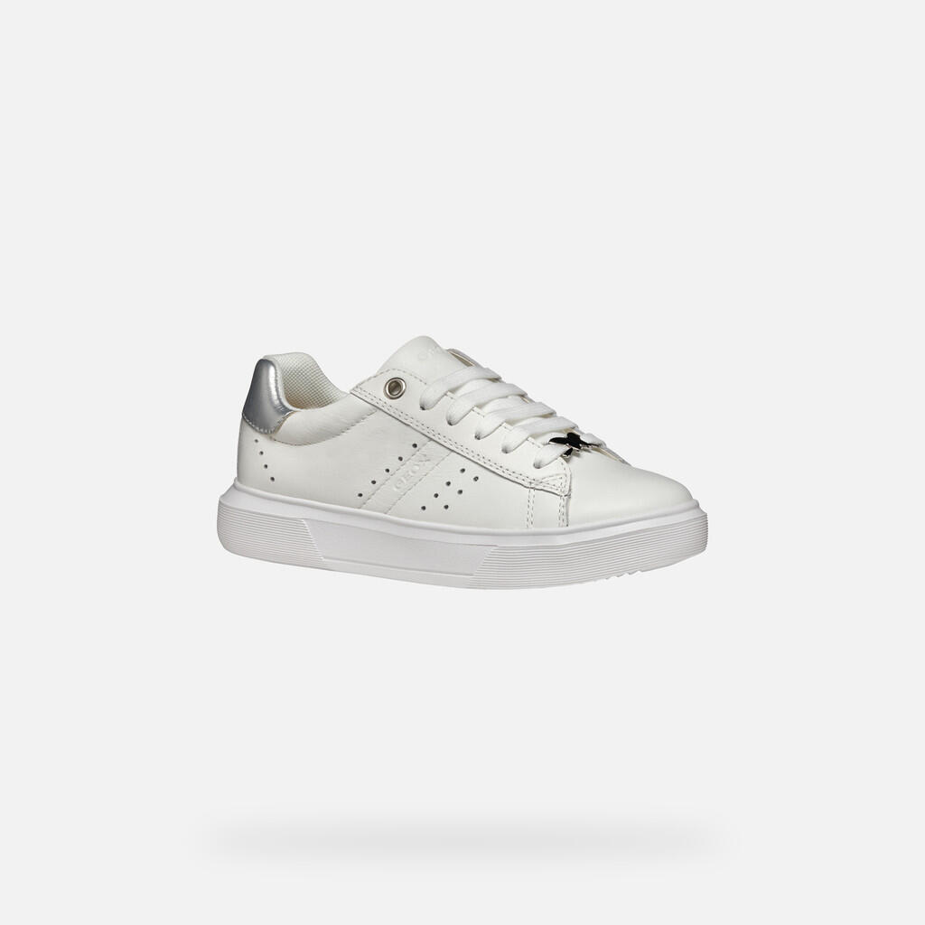 Baskets Fille J NETTUNO GIRL Blanc/Argent 3/7
