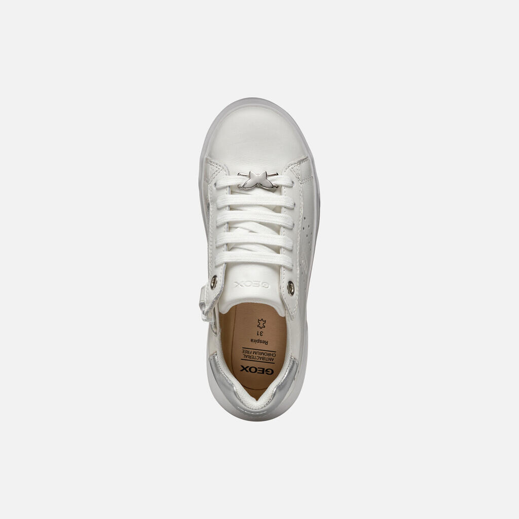 Baskets Fille J NETTUNO GIRL Blanc/Argent 6/7