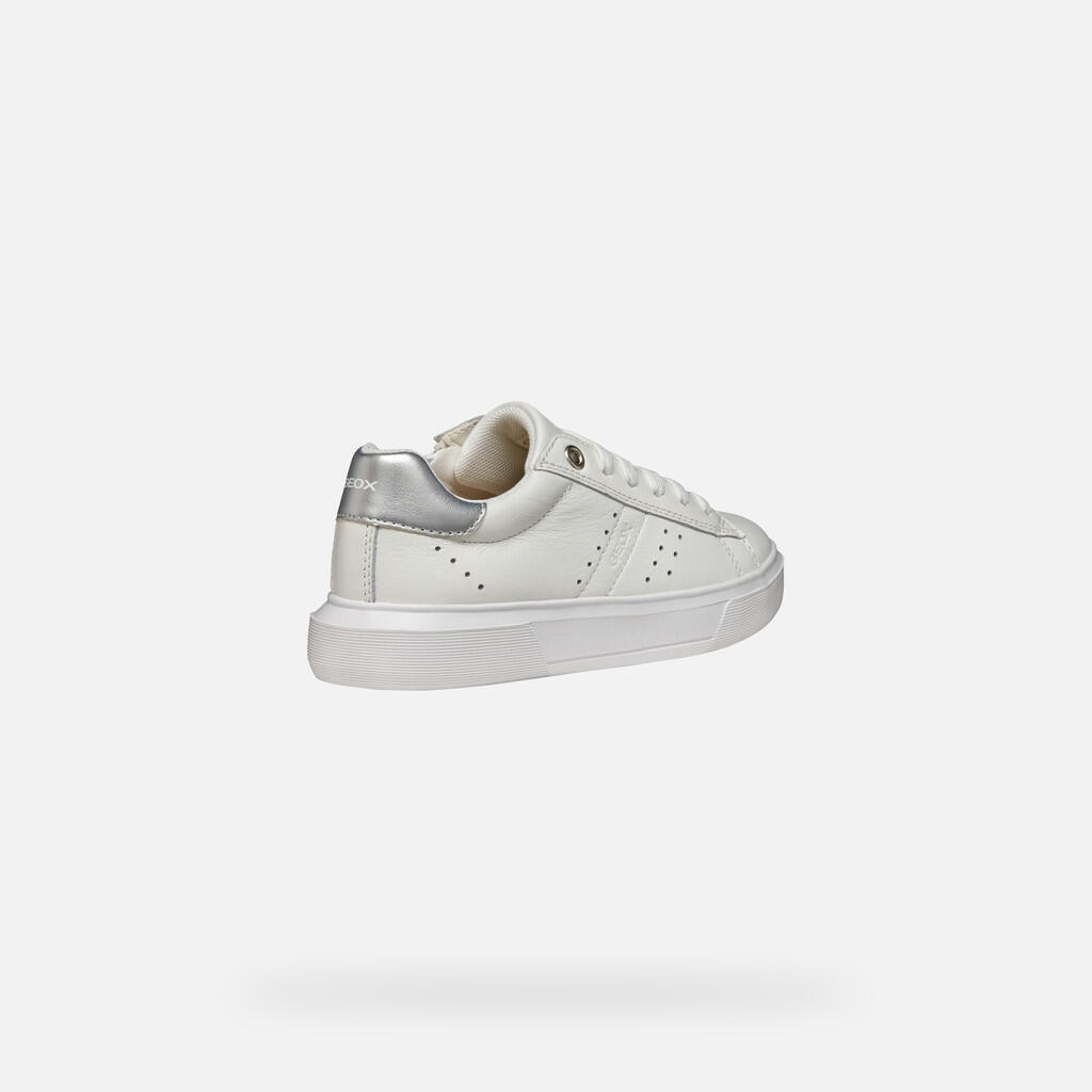Baskets Fille J NETTUNO GIRL Blanc/Argent 5/7