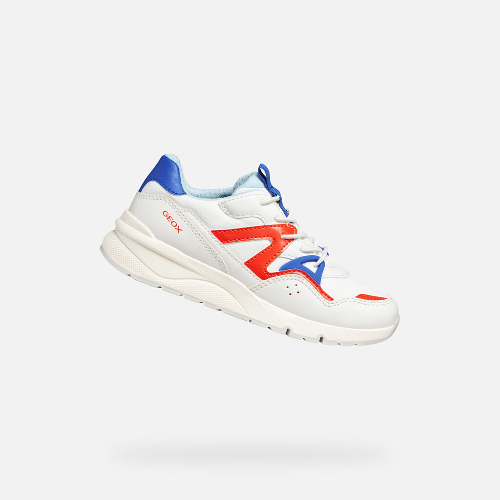 Geox - Baskets Garçon Rooner Boy Blanc/rouge - Chaussures De Sport - Blanc|rouge - Decathlon