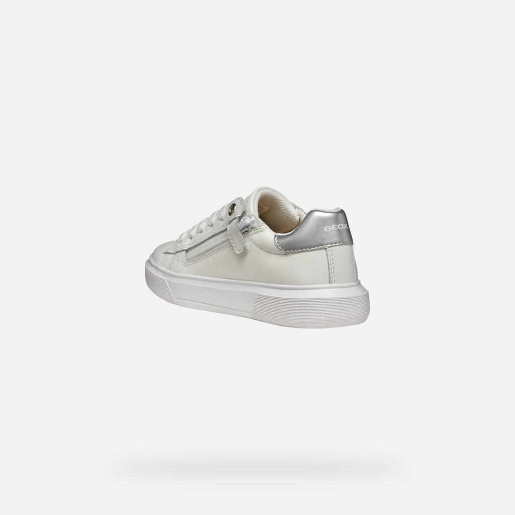 Baskets Fille J NETTUNO GIRL Blanc/Argent 4/7
