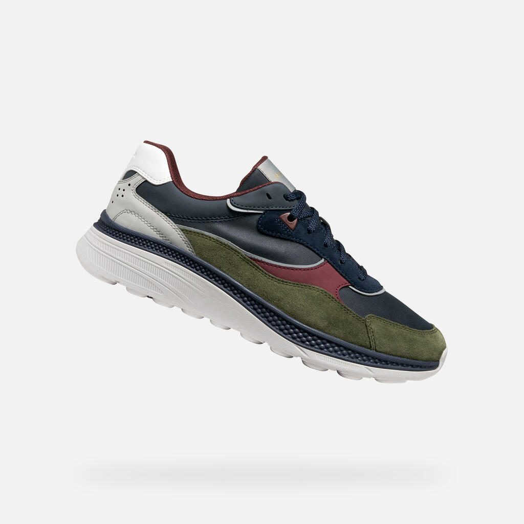 Geox - Baskets Homme Spherica Actif X1 Man Bleu Marine/vert Mousse - Chaussures De Sport - Bleu|marron|multicolore - Decathlon