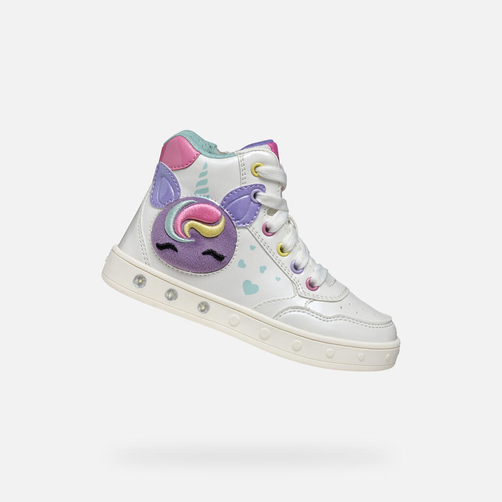 Geox - Baskets Fille J Skylin Girl Blanc/multicolore - Chaussures De Sport - Blanc|multicolore - Decathlon
