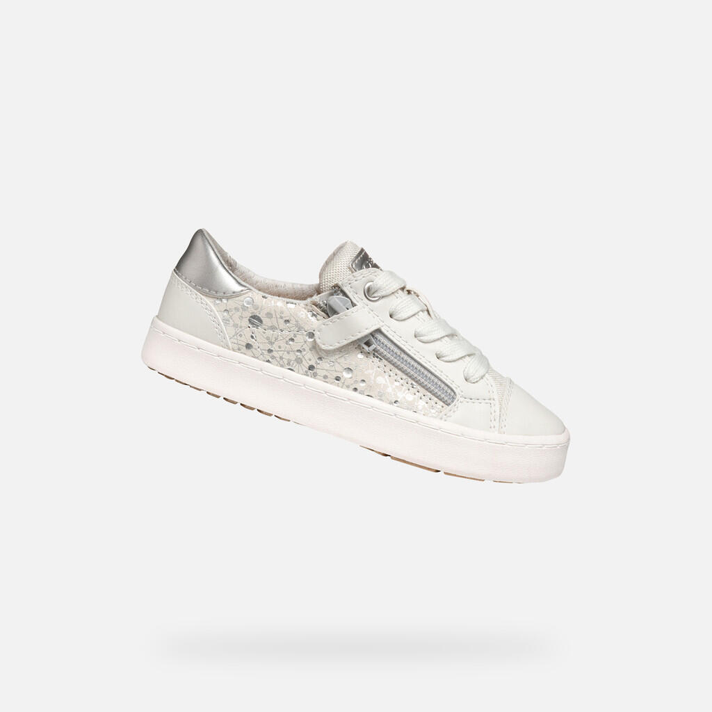Geox - Baskets Fille J Kilwi Girl Blanc Cassé/argent - Chaussures De Sport - Blanc|gris - Decathlon