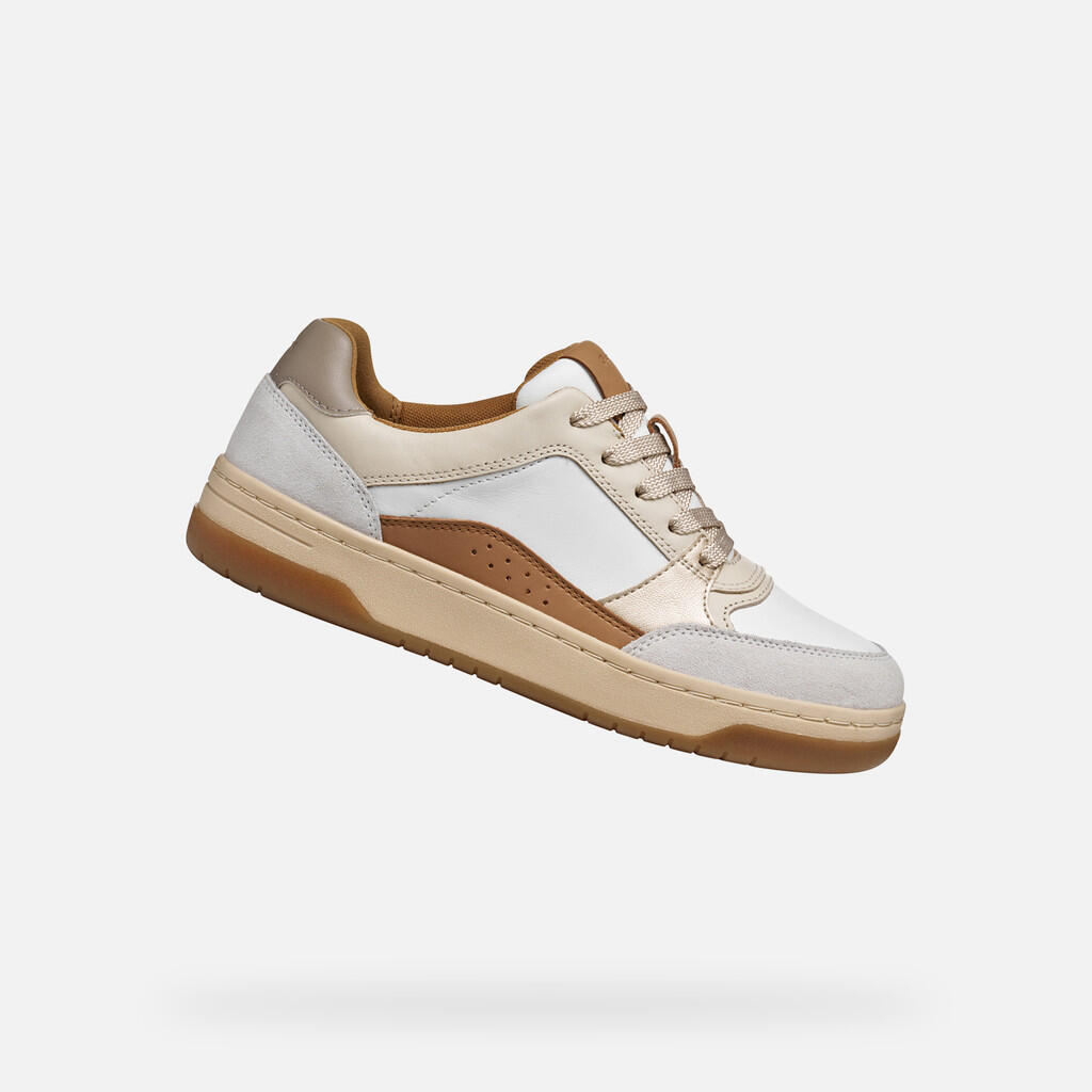 Geox - Baskets Femme D Sedral Court Blanc/beige - Chaussures De Sport - Beige|blanc - Decathlon