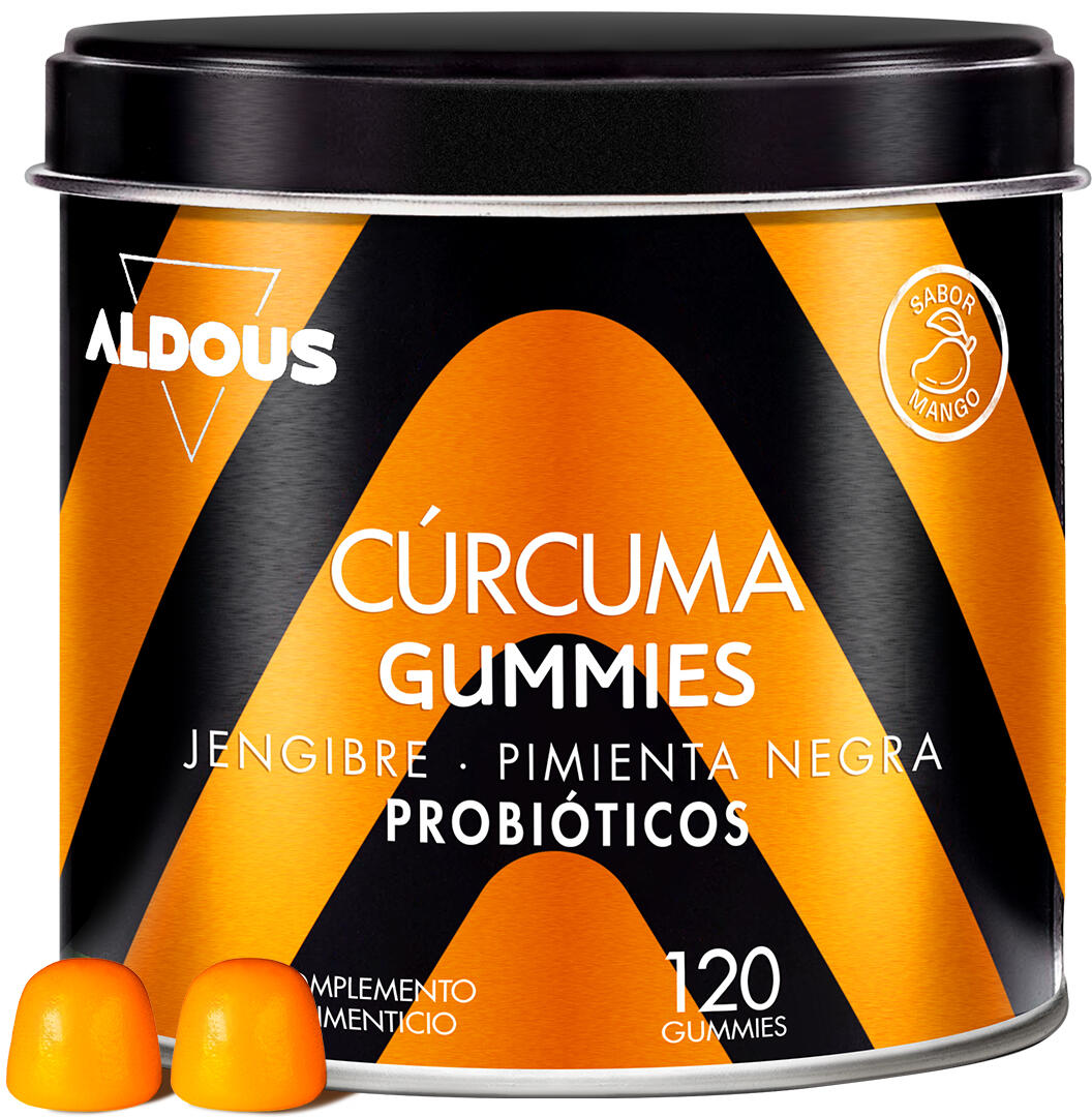 Cúrcuma con Jengibre y Pimienta Negra + PROBIÓTICOS - 2500 mg - 120 Gominolas 1/7