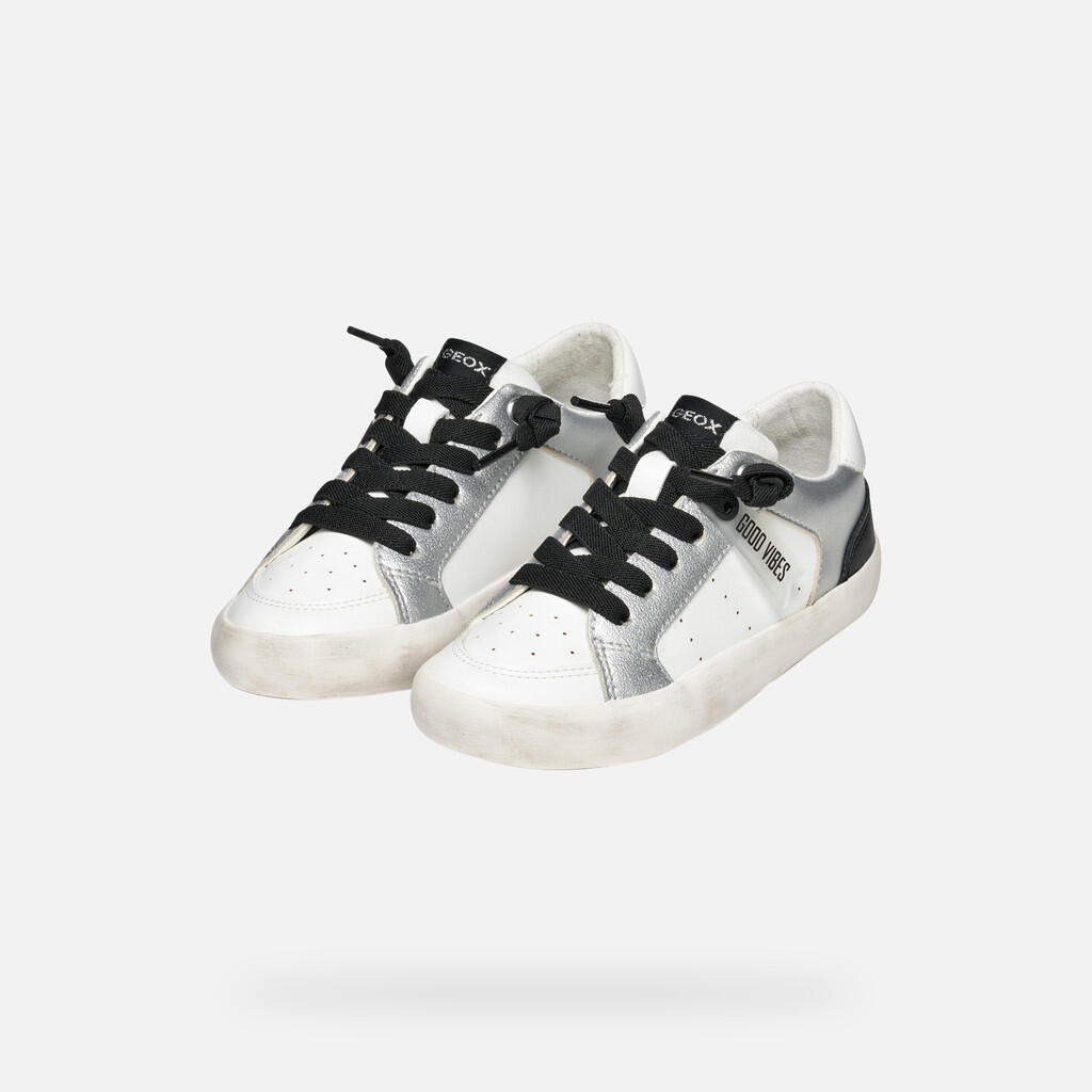 Baskets Fille J GISLI GIRL Blanc/Argent 3/7