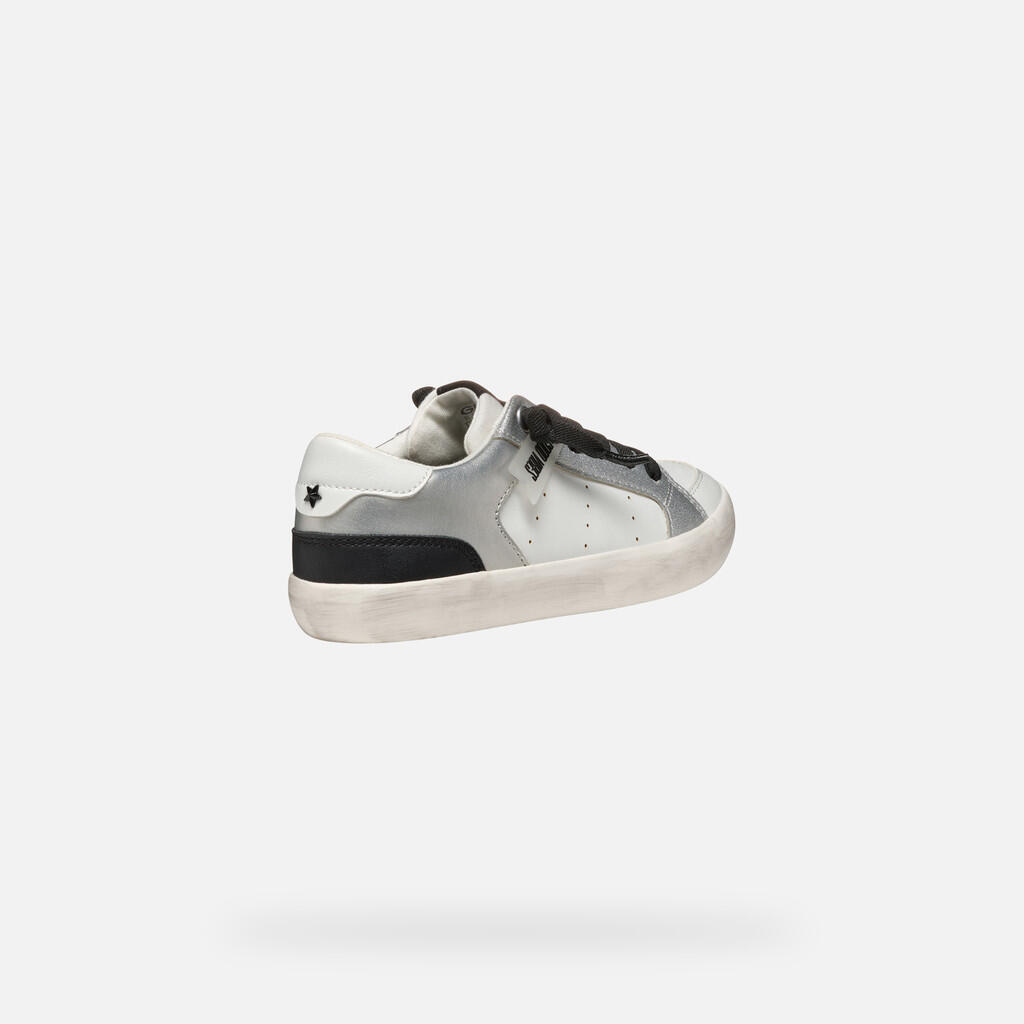 Baskets Fille J GISLI GIRL Blanc/Argent 6/7