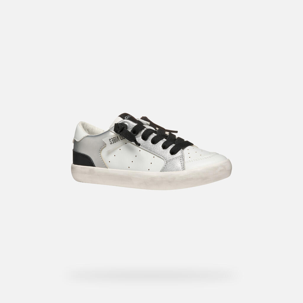 Baskets Fille J GISLI GIRL Blanc/Argent 4/7