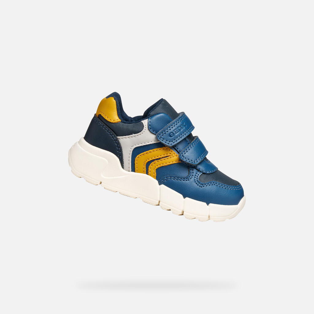 Geox - Baskets Bébé Garçon Flexyper Mini Toddler Boy Bleu Aviateur/ocre - Chaussures De Sport - Bleu|marron - Decathlon