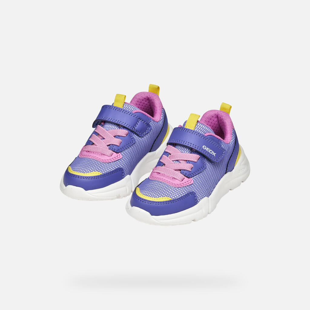 Baskets Geox J Loftus Girl - Rose/Jaune, Taille 30 EU - Chaussures Fille Respirantes