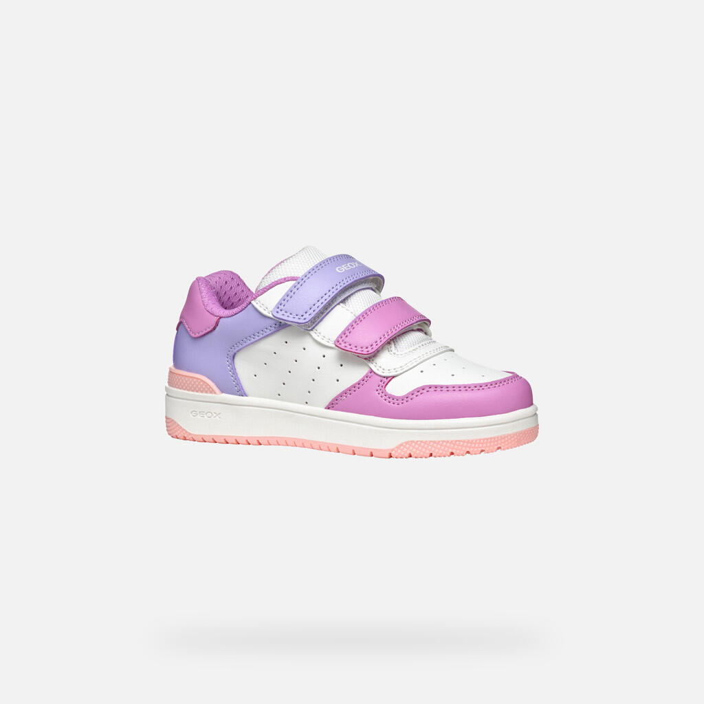 Baskets Fille J WASHIBA GIRL Blanc/Cyclamen 4/7