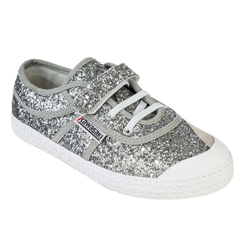Kawasaki Glitter Kids Shoe W/Elastic K202586 SILVER 2/5