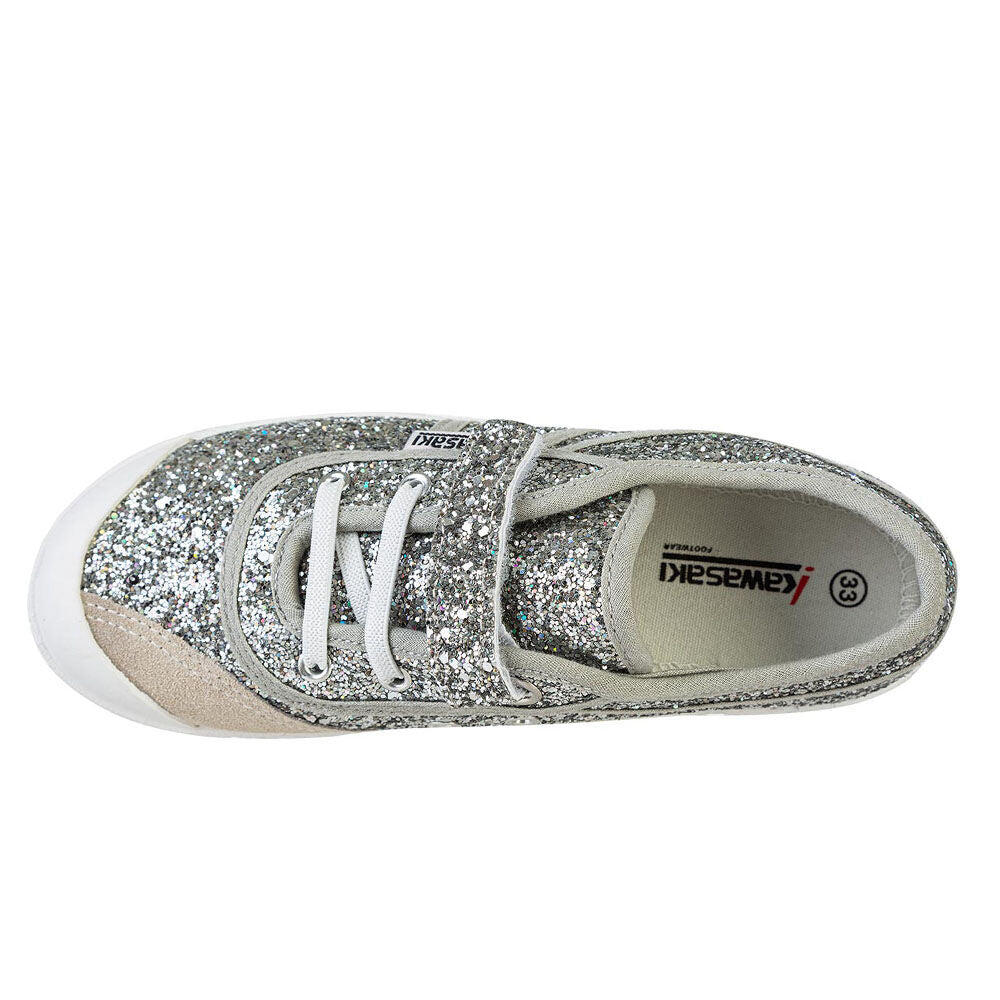 Kawasaki Glitter Kids Shoe W/Elastic K202586 SILVER 4/5
