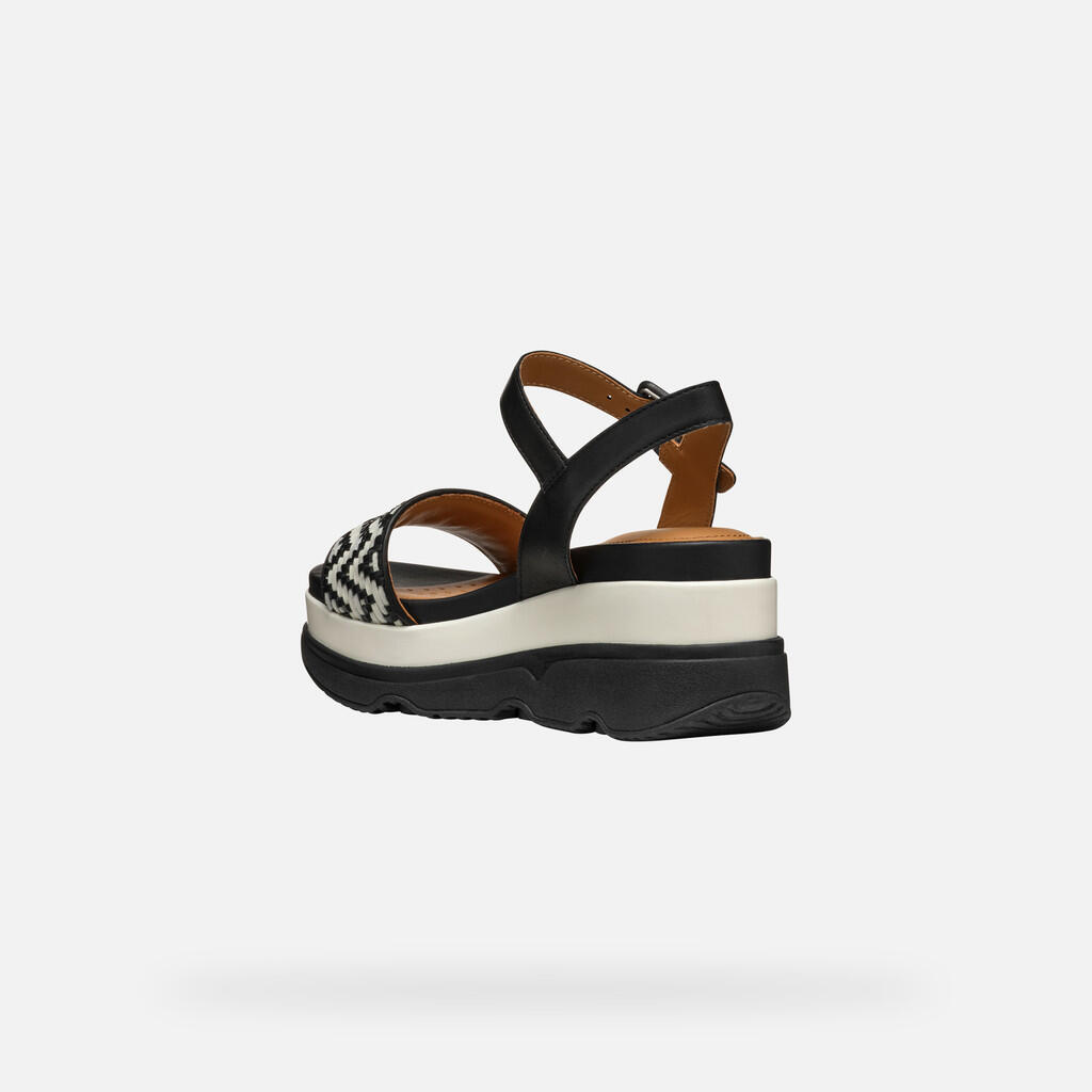 Sandales Femme D GARDENIA Noir/Blanc Cassé 6/7