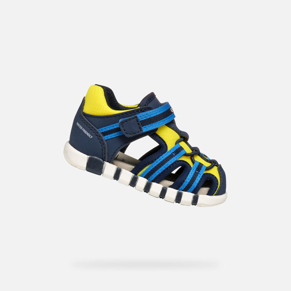 Premiers Pas Bébé Garçon SANDAL IUPIDOO   BABY Bleu Marine/Jaune Fluo 1/7