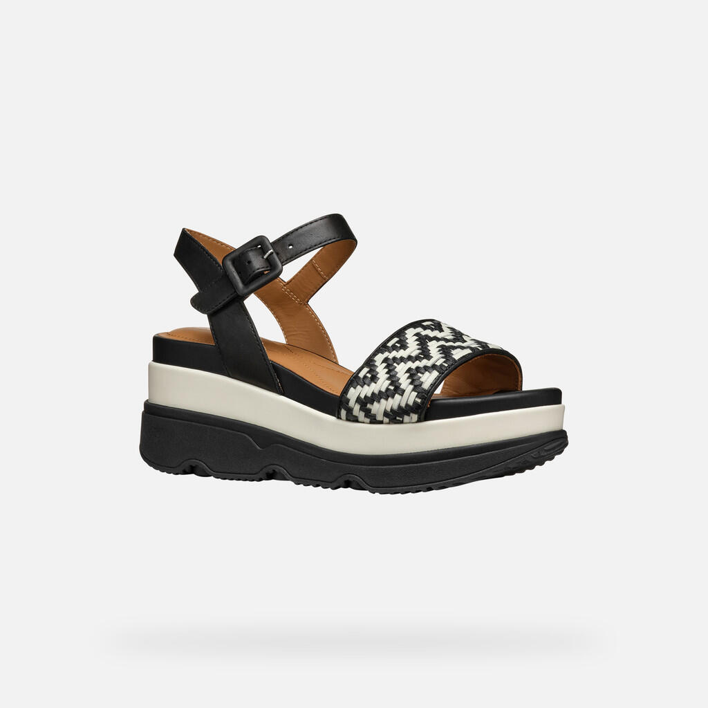 Sandales Femme D GARDENIA Noir/Blanc Cassé 5/7