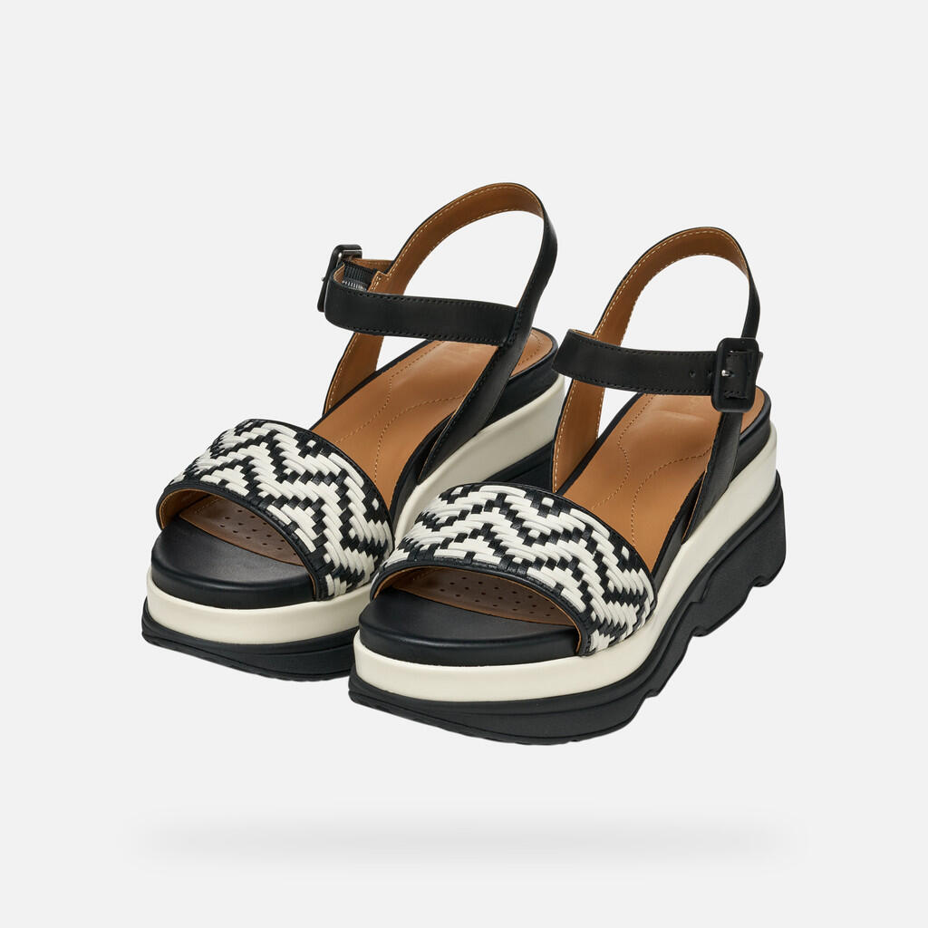 Sandales Femme D GARDENIA Noir/Blanc Cassé 4/7