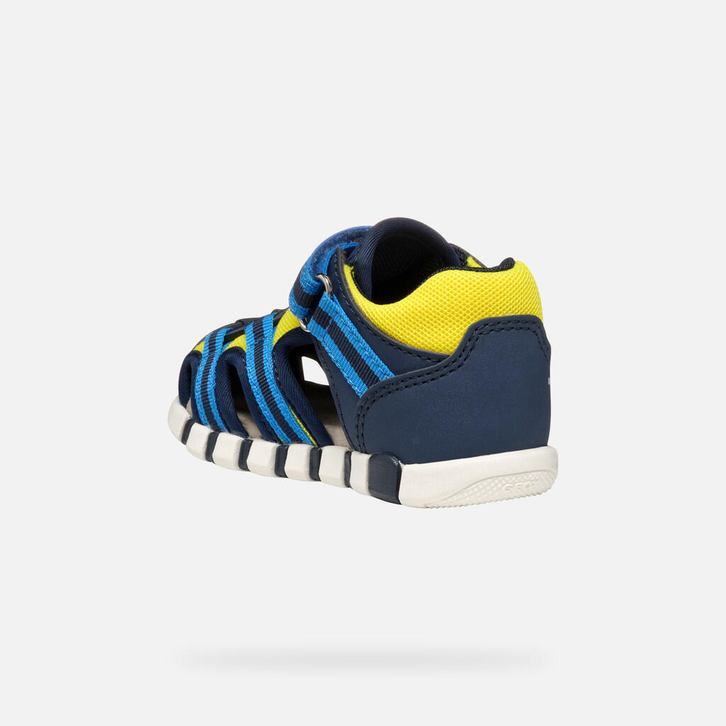 Premiers Pas Bébé Garçon SANDAL IUPIDOO   BABY Bleu Marine/Jaune Fluo 5/7