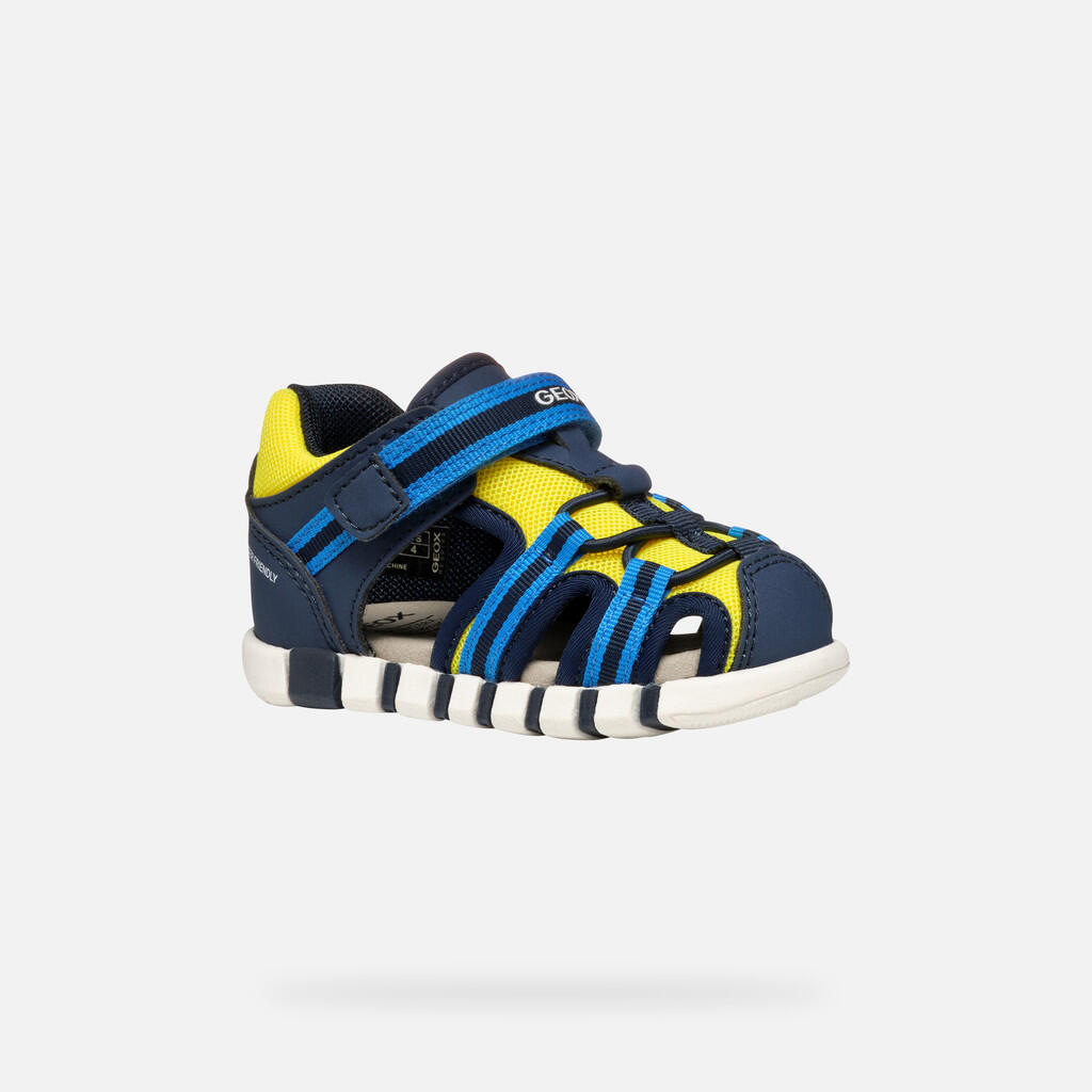 Premiers Pas Bébé Garçon SANDAL IUPIDOO   BABY Bleu Marine/Jaune Fluo 4/7