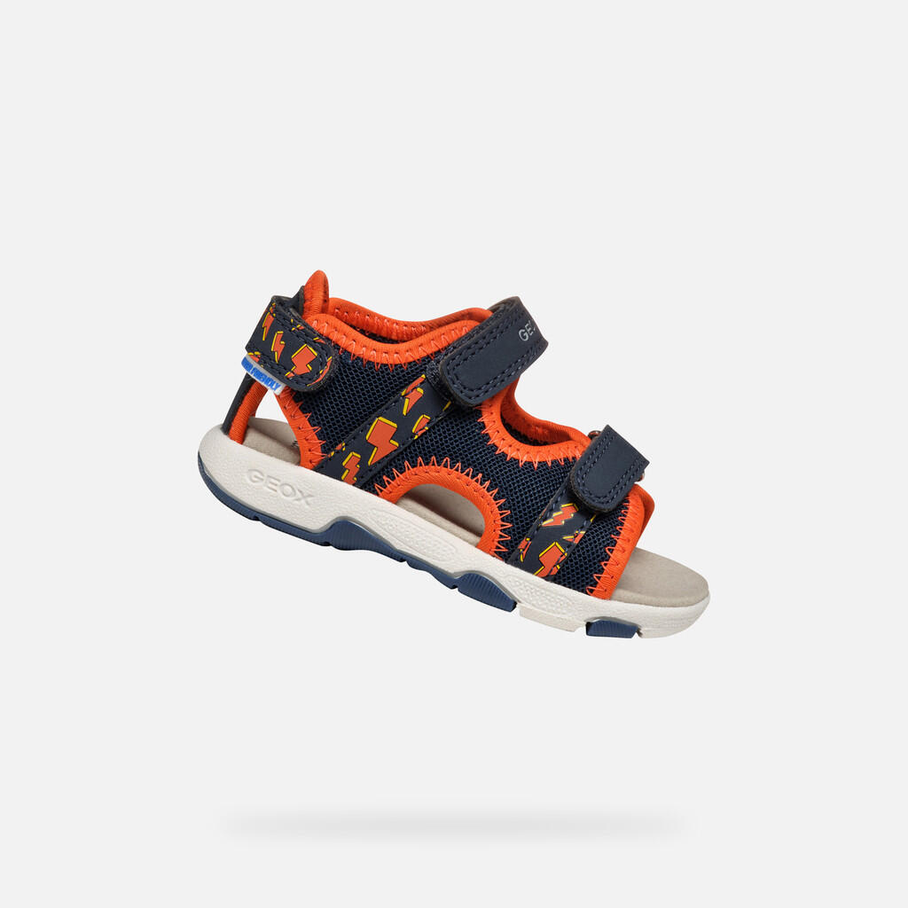 Geox - Sandales Bébé Garçon Sandal Multy   Toddler Boy Bleu Marine/orange - Sandales - Bleu|jaune|orange - Decathlon