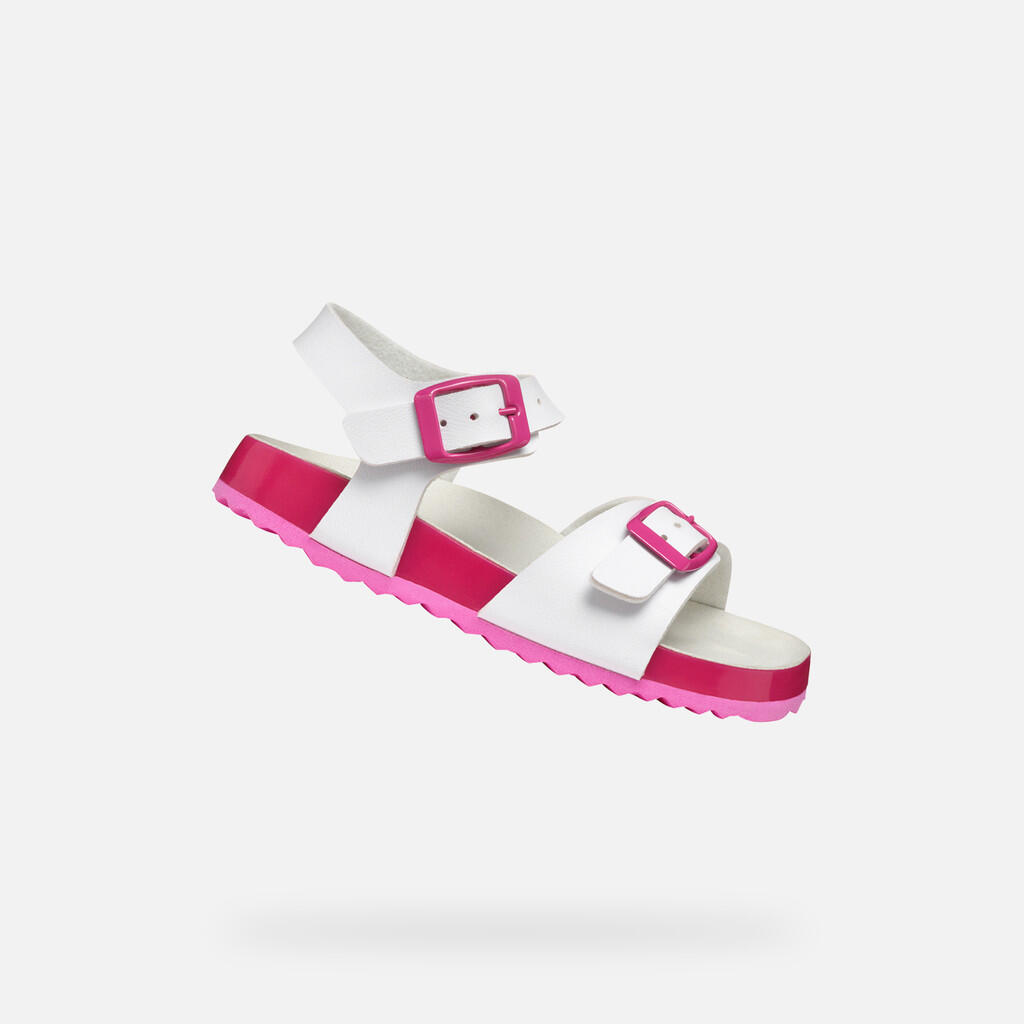Geox - Sandales Fille J Adriel Girl Blanc/fuchsia - Sandales - Blanc|rose - Decathlon