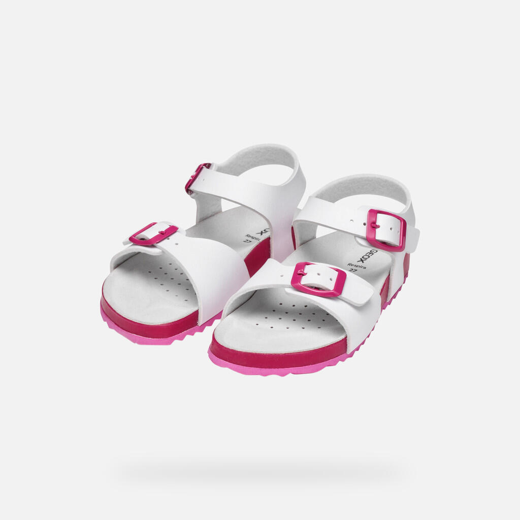 Sandales Fille J ADRIEL GIRL Blanc/Fuchsia 3/7