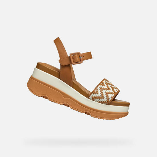 Sandales Femme D GARDENIA Tabac/Blanc Cassé