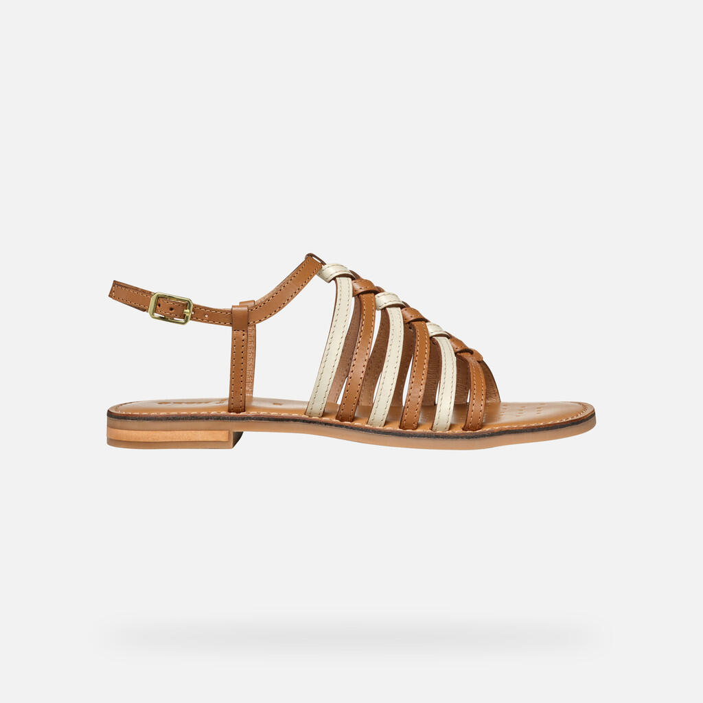 Sandales Femme D MADDALUSIAC Tabac/Blanc Cassé 2/7