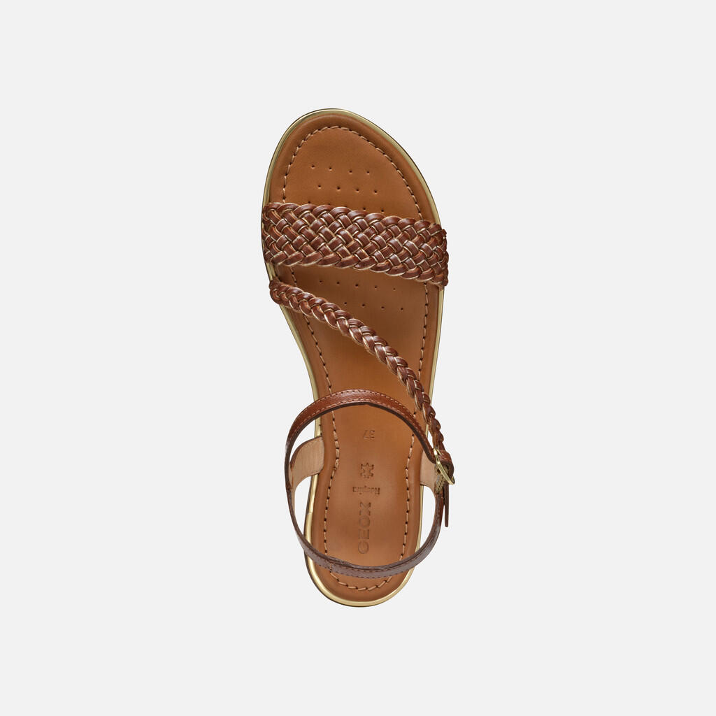 Sandales Femme D SOZY PLUS Tabac/Or Clair 6/7
