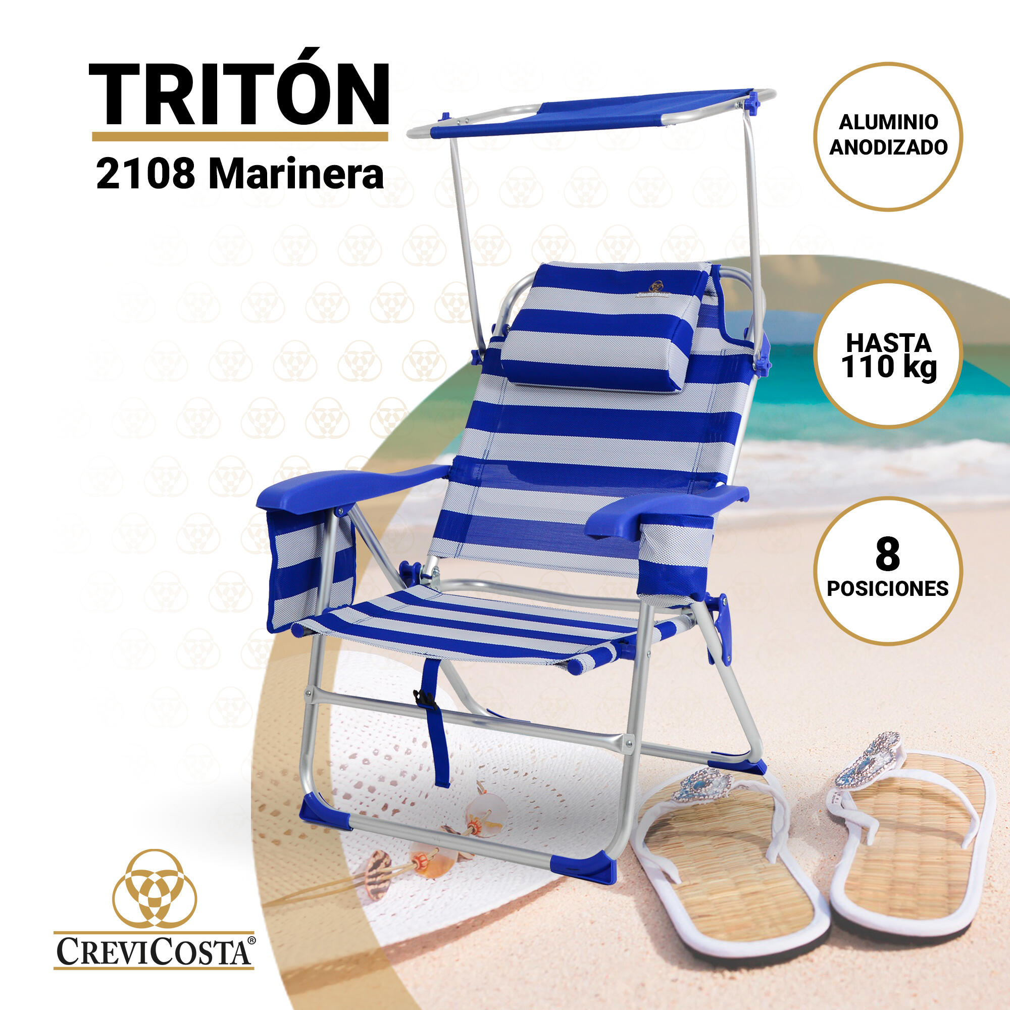 Silla de Aluminio 61x39x23/87 cm Tritón 2108 - CREVICOSTA. Marinera 2/7