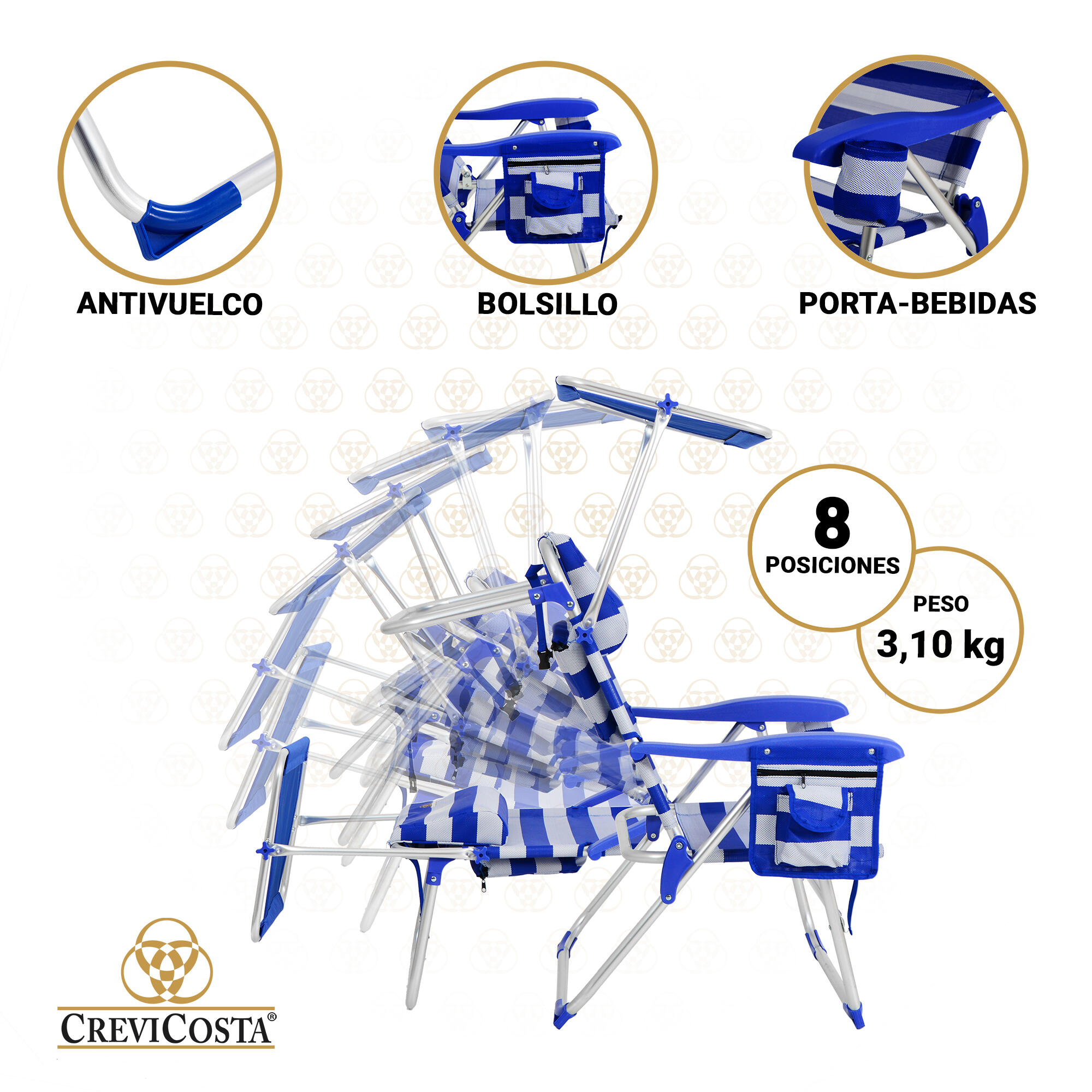 Silla de Aluminio 61x39x23/87 cm Tritón 2108 - CREVICOSTA. Marinera 4/7