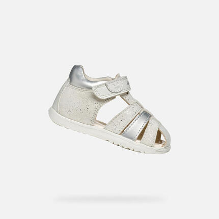 Premiers Pas Bébé Fille B SANDAL MACCHIA GIR Blanc/Argent