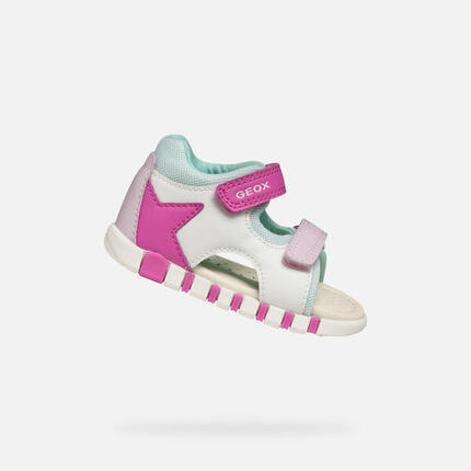Premiers Pas Bébé Fille SANDAL IUPIDOO BABY Blanc/Fuchsia