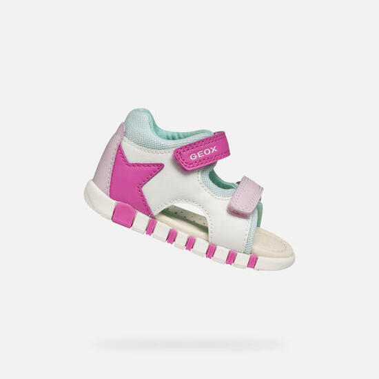 Premiers Pas Bébé Fille SANDAL IUPIDOO BABY Blanc/Fuchsia