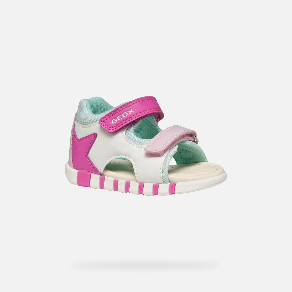 Premiers Pas Bébé Fille SANDAL IUPIDOO BABY Blanc/Fuchsia 4/7