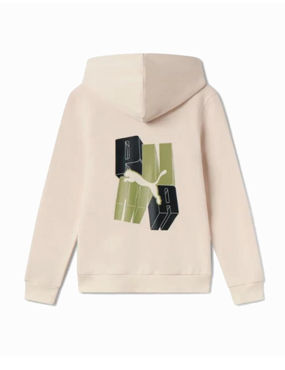Puma Graphic hoodie fz Beige jongensjack 2/2