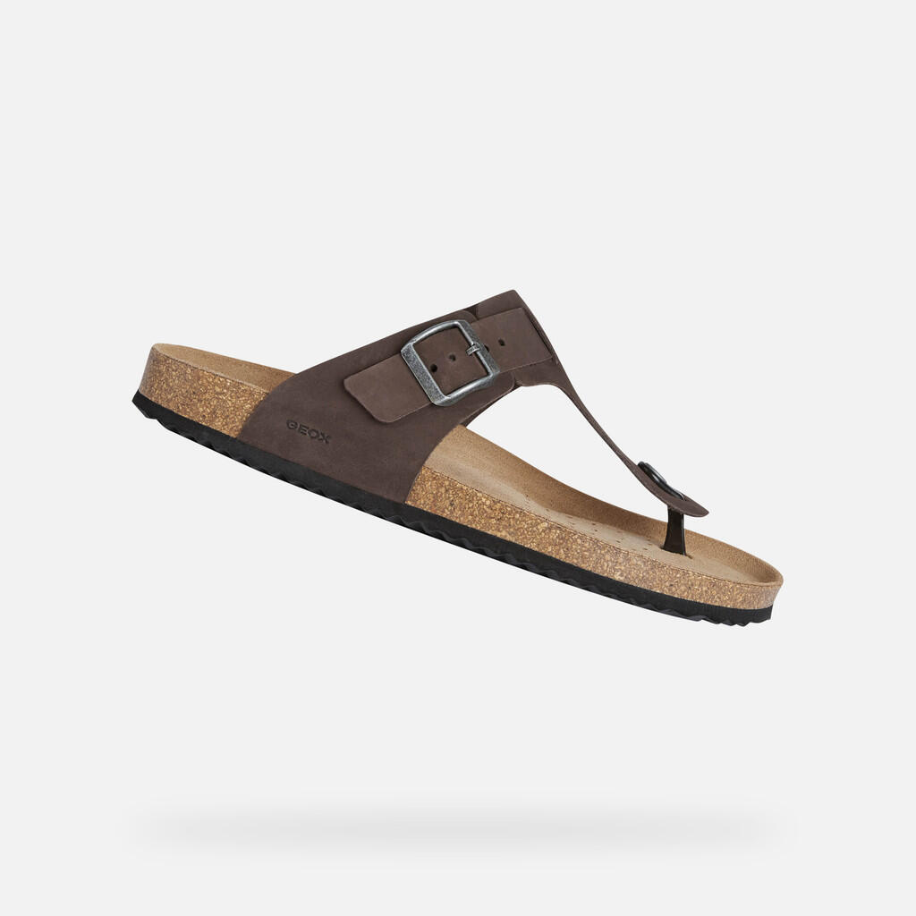 Geox - Sandales Homme U Sandal Ghita Brun Foncé - Tongs - Marron - Decathlon