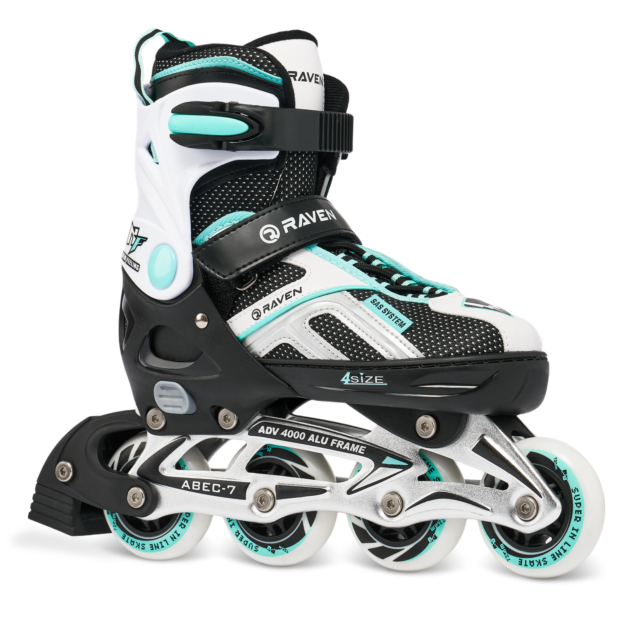RAVEN Verstellbare Rollschuhe Pulse Schwarz/Mint