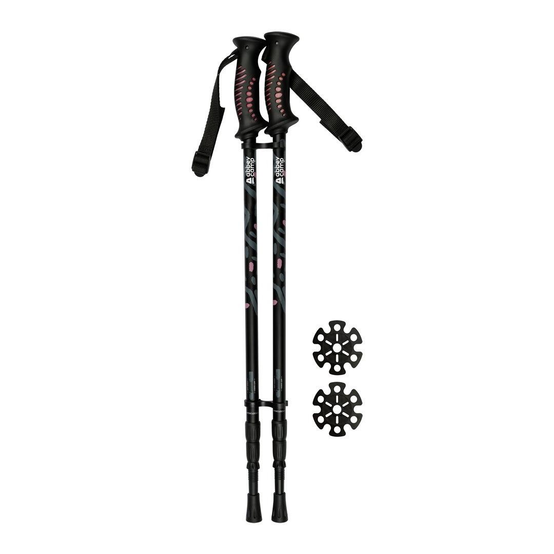 ABBEY CAMP Wandelstokken set - Precies verstelbaar 63 - 135 cm - Zwart